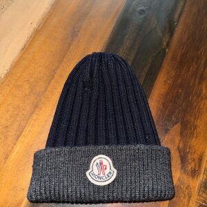 Moncler Dark Blue and Charcoal Knit Beanie